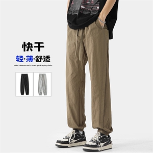 GENIOLAMODE冰丝凉感休闲裤子男士夏季薄款2025新款运动宽松直筒图片