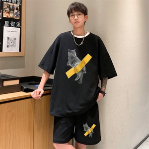 ！2025夏季新款男士华夫格短袖T恤套装学生一套HTZ95P50图片