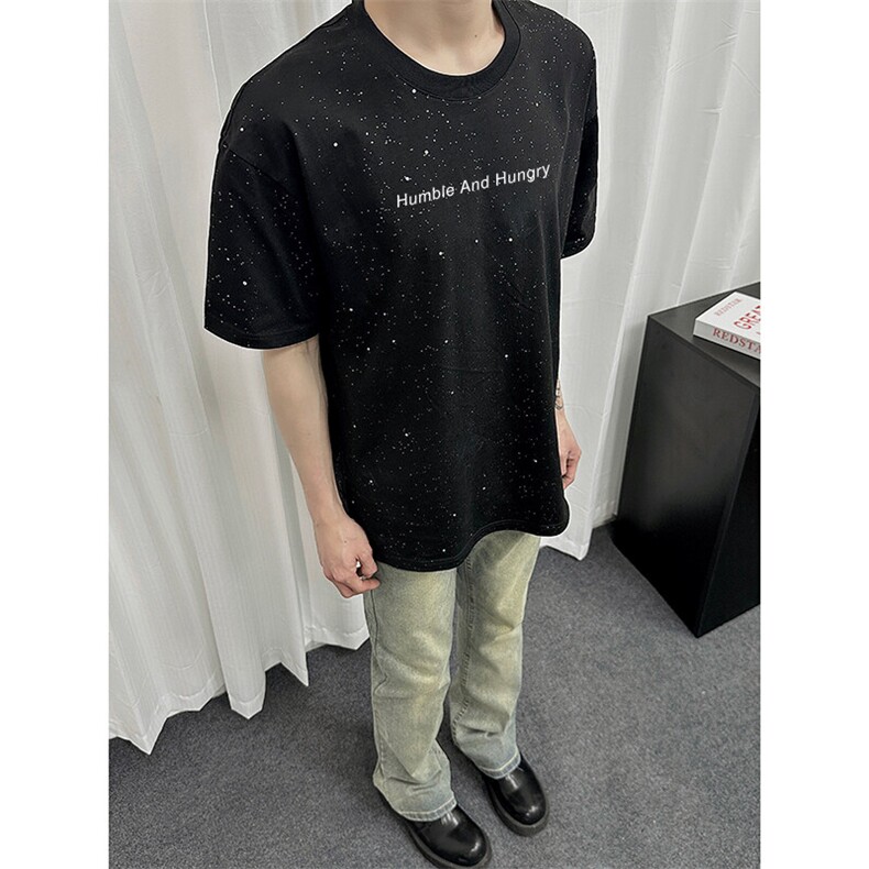 260G重磅满天星短袖t恤ins潮牌潮流cleanfit体桖衫宽松高级感TP28,男装T恤,星座310A-4