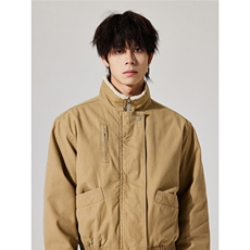 M6031-P113冬季美式复古巴恩风立领飞行夹克棉服男短款宽松，男装夹克，电商B323A