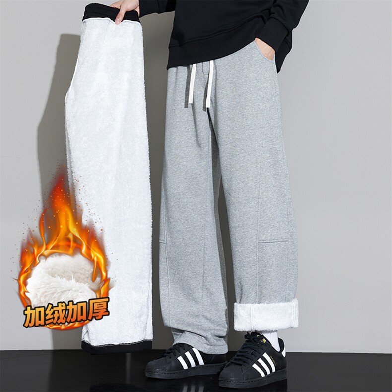 加厚休闲裤男2025冬季新款美式弯刀裤运动卫裤Z2622-P45/加绒P55,男装休闲裤,星座509