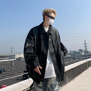 美式高街皮衣男士韩版潮流宽松百搭2024秋冬新款ins外套W5665-P75图片