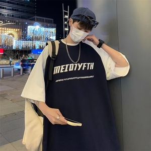 标准T恤青春流行ins夏季潮五分袖新款时尚潮牌慵懒圆领男潮流图片