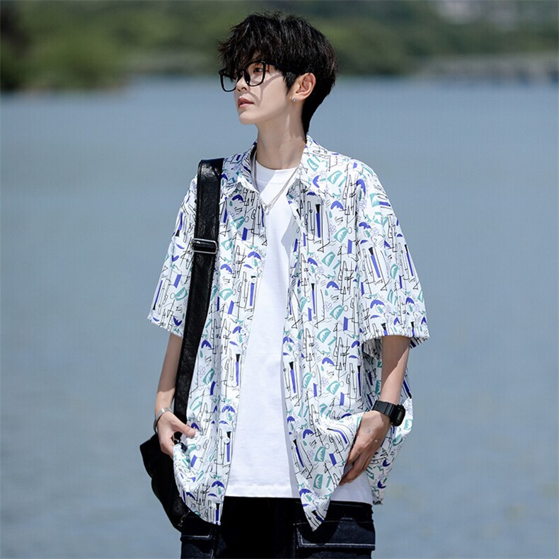 8XL-M花衬衫男短袖夏季薄款冰丝半袖宽松大码休闲外套DC28008P38,男装衬衫,电商B312
