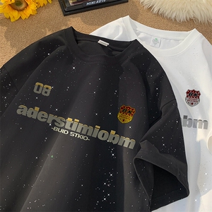 量大优供抖音视频 支持得物配合二开美式满天星亮片短袖T恤MTX604图片