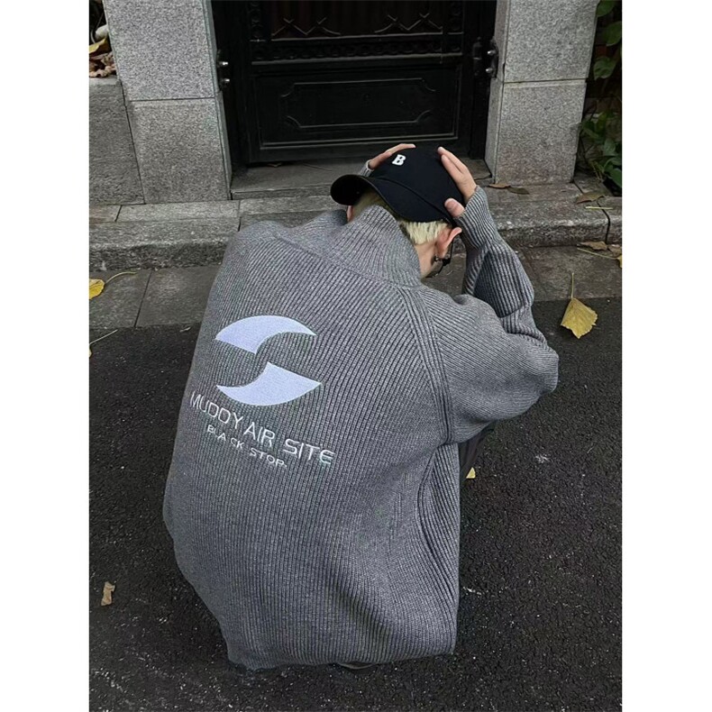 美式复古字母刺绣立领毛衣针织衫外套男女冬季情侣外套MC103-P65,男装针织衫/毛衣,星座310A-4