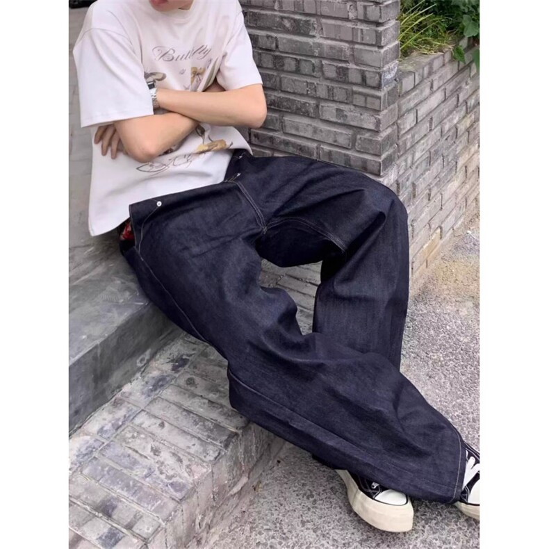 CGG美式丹宁蓝设计感宽松直筒刺绣牛仔裤男hiphop休闲vibe风长裤,男装牛仔裤,四季星座505