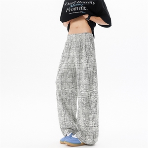 8XL-M 棉麻扎染糯米裤垂感直筒宽松慵懒休闲阔腿裤K9130P68控98图片