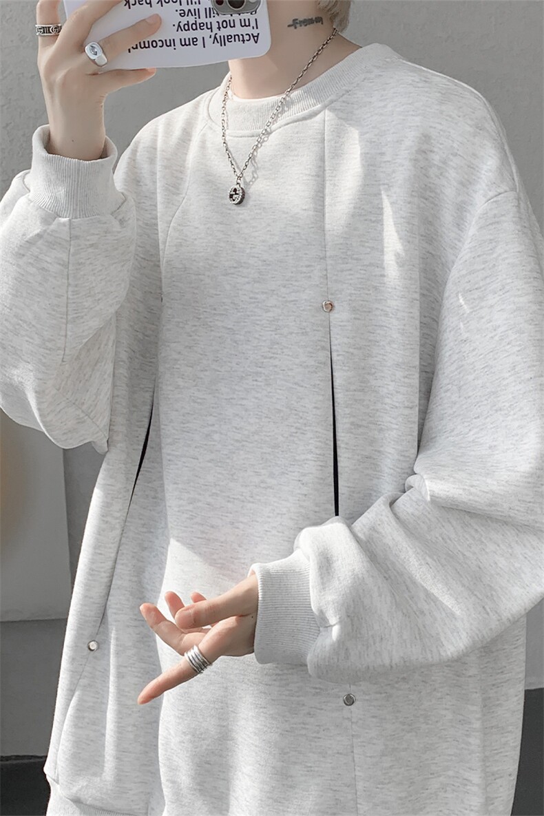 WY10152-特P45控78小众撞色拼接破缝假两件大码男大码情侣卫衣,男装卫衣,电商A059
