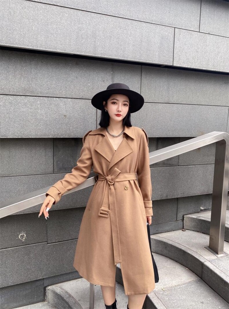 【现货】2021秋季长款风衣精纺TR面料系列款，女装风衣，蓝典