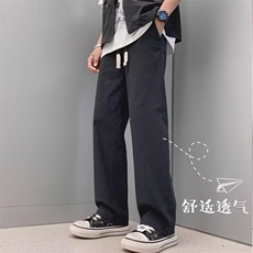 棉麻裤子男夏季薄款宽松潮牌运动休闲裤新款男裤卡其色亚麻阔腿裤，男装休闲裤，星座1210-1