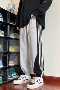 补货纯棉休闲潮牌拼色运动裤子XZ301b-2-CK652P43图片