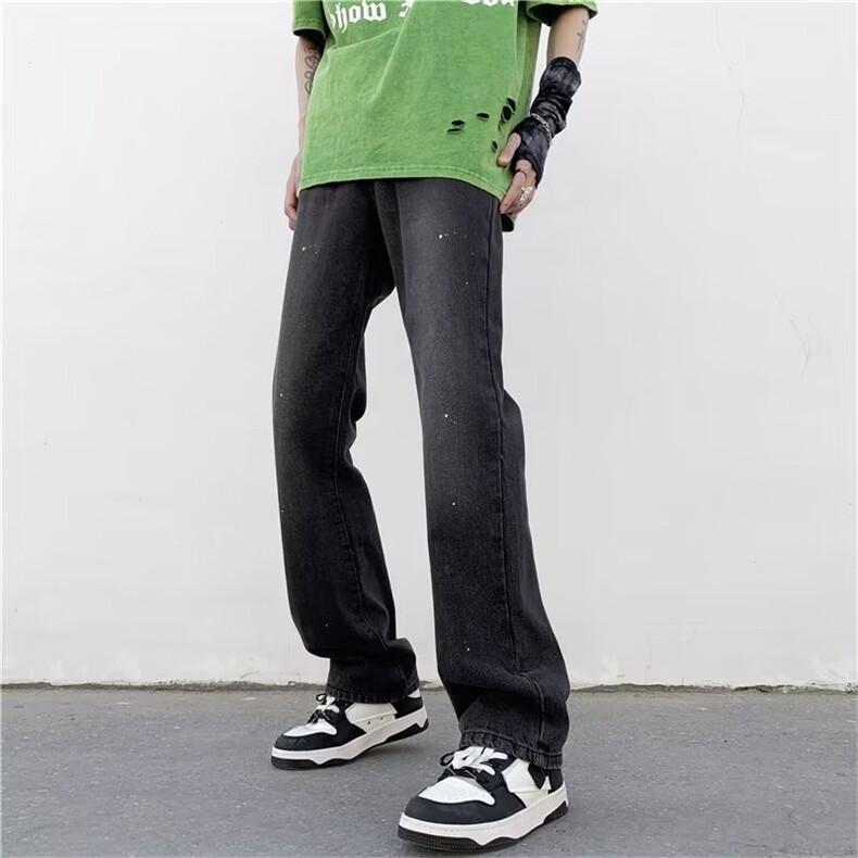 美式高街vibe风刺绣牛仔裤男潮牌嘻哈微喇叭炸街长裤TN1629-P45,男装牛仔裤,星座1001-1