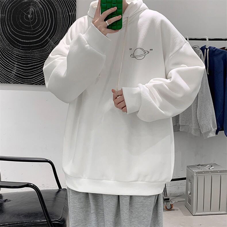 WY2238-P35 加绒款-P40 纯棉连帽卫衣男大码运动帽衫宽松薄外套男图片