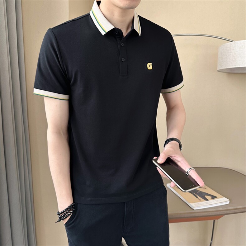 polo衫短袖男士2025夏季新款修身透气珠地棉男士半袖T恤翻领夏装,男装T恤,星座414（原B263）