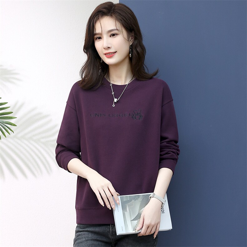 2023年秋季新款套头圆领卫衣女长袖韩版宽松显瘦上衣服打底衫女棉,女装卫衣/绒衫,简韵佳