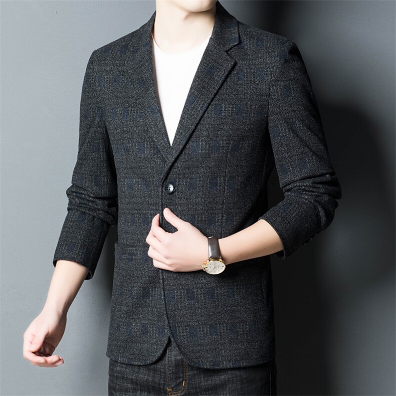 西服男修身2024年春秋款商务青年弹力小西服休闲男士单西外套正装图片