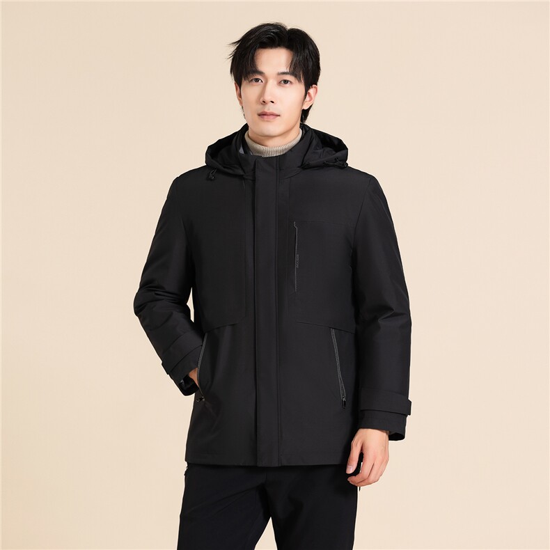 鹅绒男士连帽羽绒服可卸内胆冬季加厚休闲外套A266-YR2517-P285，男装羽绒服，电商A266