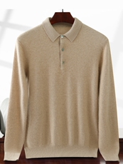 2025年秋季新款男士十二针POLO领针织上衣时尚通勤休闲，男装针织衫/毛衣，绒创羊绒