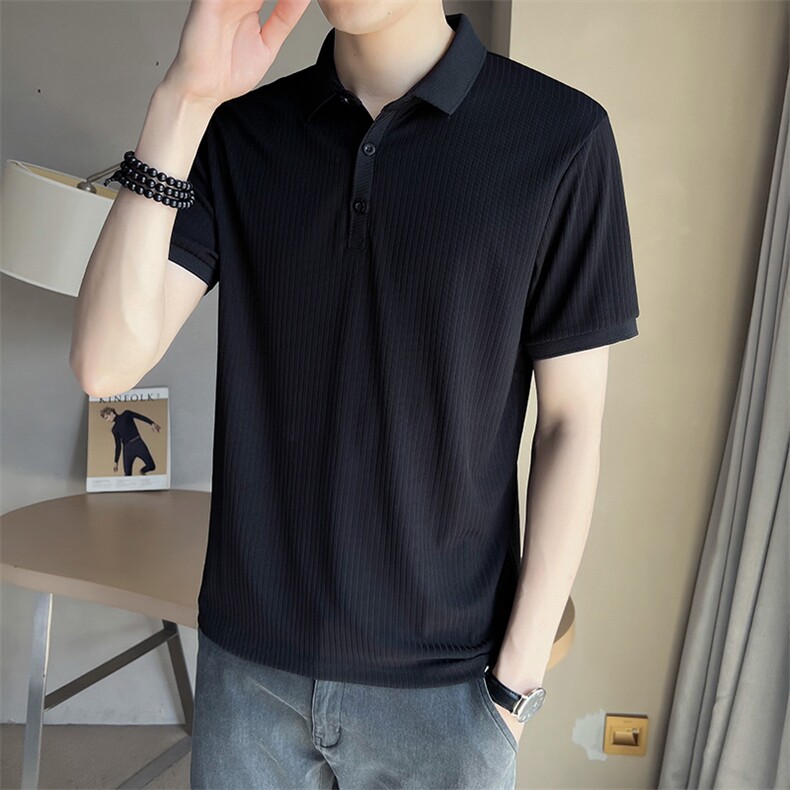 店主风~2025夏季新款冰丝面料短袖T恤POLO衫W7008/P45，男装Polo衫，电商B331