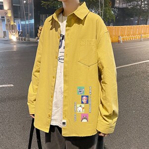 春季长袖衬衫男宽松港风衬衣男外套男CSCS268-P35，男装衬衫，电商B371