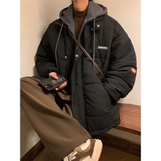 工装棉服男秋冬日系潮牌复古拼色美式vibe刺绣黑色外套W4207-P79，男装棉衣，星座412-3