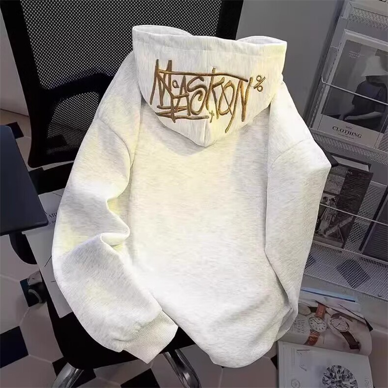 重工字母刺绣~连帽卫衣男重磅加绒高街美式秋冬宽松百搭潮流,男装卫衣,星座1013-1
