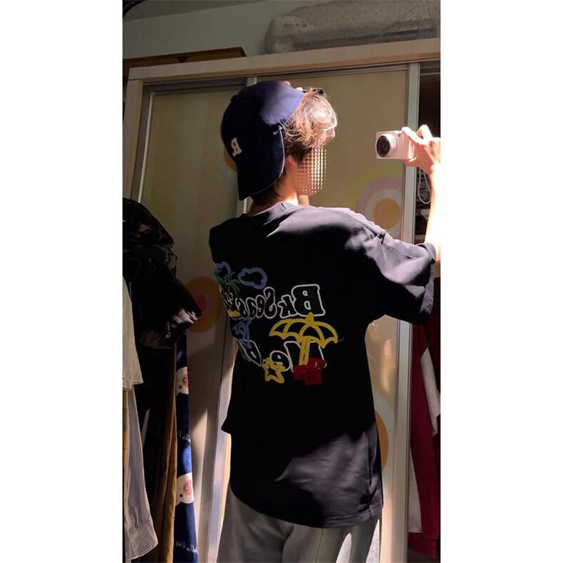 万针全刺绣工艺抖音得物高品质260克重磅纯棉双纱美式高街短袖T恤,男装T恤,电商A486-1