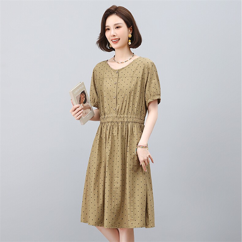 女士纯棉连衣裙2025新款今年流行爆款夏季超好看波点a字碎花裙子,女装连衣裙,叶笙衣