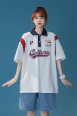 中性夏季潮流时尚全棉宽松情侣短袖POLO衫T恤PL156P45控68，男装T恤，A247A
