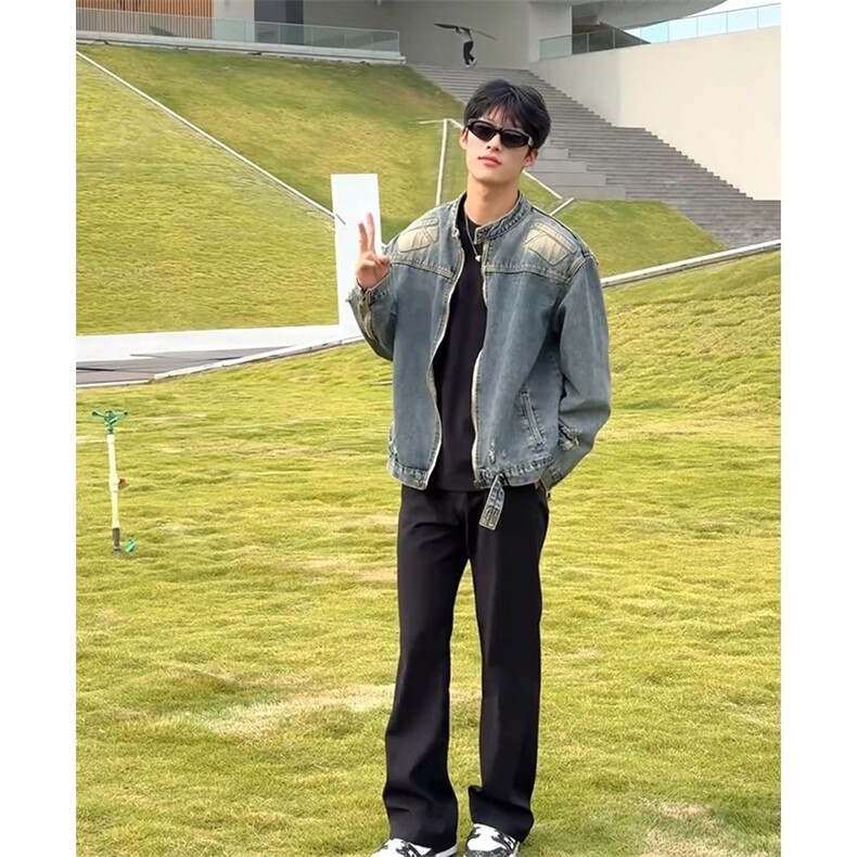 JK8637-P74美式潮牌高街浮雕异形机甲设计感牛仔外套,男装工装外套,电商B323A