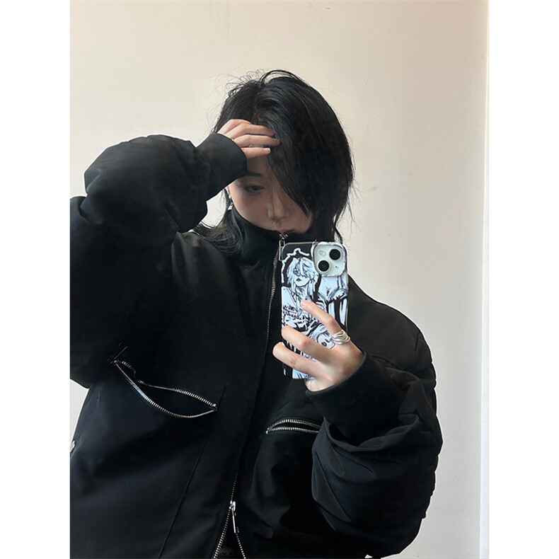 港风美式复古拉链拼接设计感立领夹克棉服XZ213-MF01-P148控168,男装夹克,星座213