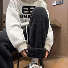 02冬加绒加厚羊羔绒束脚裤子纯色简约百搭潮裤XZ211-1-K2378-P65，男装卫衣，星座211-1