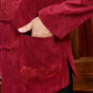 主推春款中老年风唐装外套男中式复古盘扣汉服爷爷过生日外套图片
