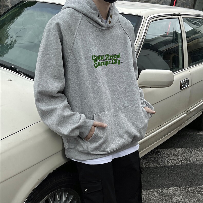 美式重磅纽扣字母印花加绒连帽卫衣秋冬潮男棉套头外套GW0101-P70,女装短外套,星座216(原A116)