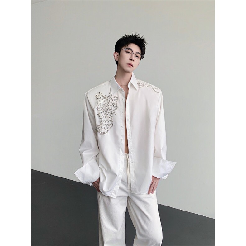 已安排25设计感华丽水钻男士奢华重工长袖衬衫cs195-p128,男装衬衫,电商B288