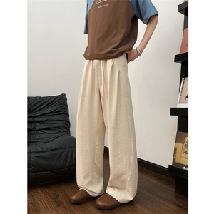 2025春夏新款潮牌垂感西裤百搭直筒阔腿休闲长裤男2532-P40控59图片