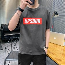 夏季港风大码宽松英文短袖T恤男圆领纯棉中袖卫衣模白T9553，男装T恤，星座1207