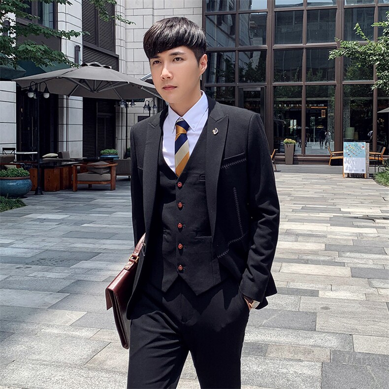 秋冬韩模西服套装男三件套青年韩版修身西装A470-TZ12,男装西服套装,电商A207