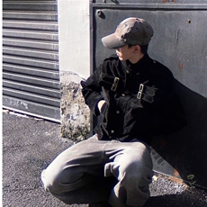 秋冬新款英伦高定修身时尚立领男日系复古多口袋工装麂皮绒夹克，男装夹克，星座506A