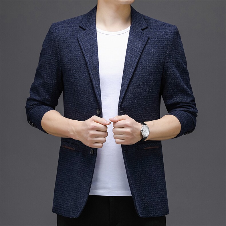 中老年单排扣春季长袖2023年翻领口袋上衣时尚西服SFT9609,男装西服,钱塘6003（原4033）