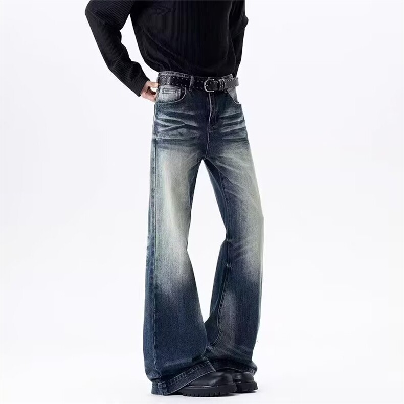 A8820美式复古水洗猫须微喇叭牛仔裤新款休闲小众vibe裤子，男装牛仔裤，星座308A-1（原309B-1）