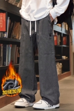 工装裤加厚男士秋冬季宽松直筒阔腿男生休闲裤Z2345-P50/加绒P58，男装工装外套，星座509