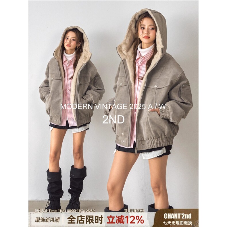 美式复古毛领座山雕棉服女冬季PU皮外套加绒加厚棉衣,男装棉衣,星座506A