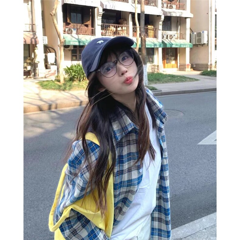美式复古格子衬衫裤男女宽松百搭流苏设计感衬衣外套CS321,男装衬衫,星座516A