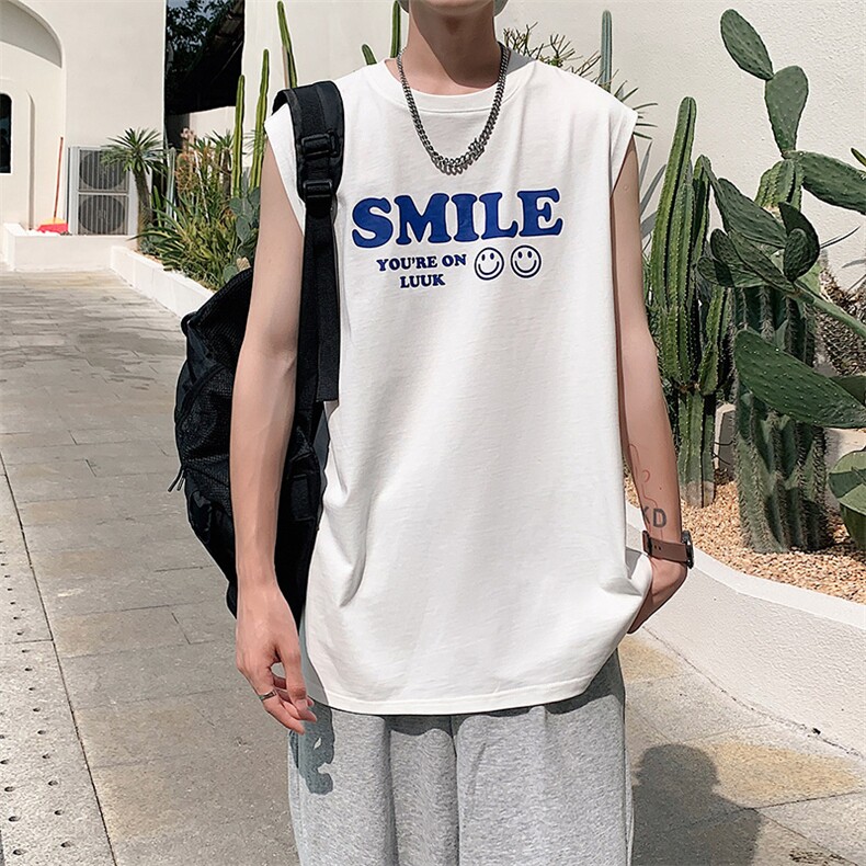 夏季港风t恤男宽松大码纯棉运动背心坎肩潮牌无袖BX008P25，男装背心/马甲，星座1204-3