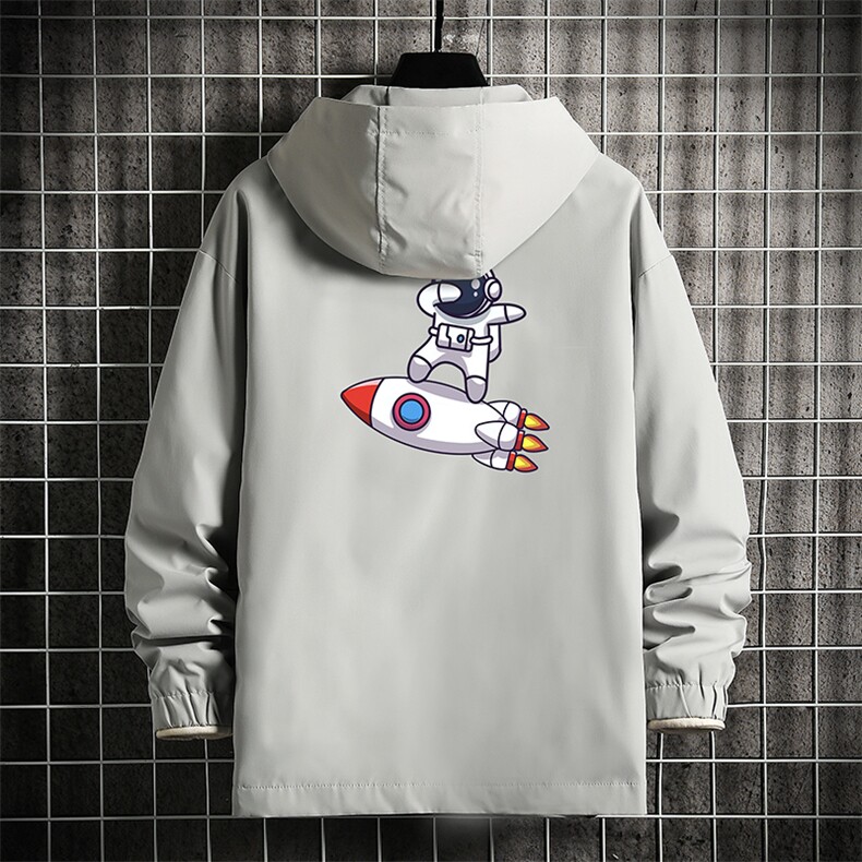 JK65158-P45 连帽夹克男大码胖子棒球服上衣外套 网格挂拍图片