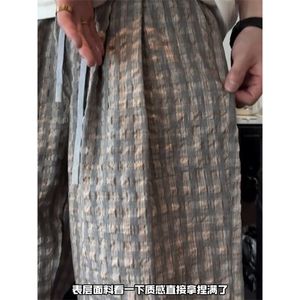 网图有货 夏季肌理感泡泡格子裤男女垂感宽松阔腿休闲裤 A677-P45图片