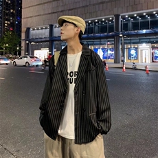 日系竖条纹衬衫男长袖韩版宽松衬衣春季新款SA38P45，男装衬衫，星座1116-2