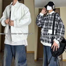 特批70秋冬数据双面穿格子皮夹克美式翻领百搭休闲服MF1056，男装夹克，电商A128